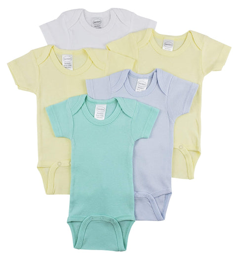 bambini Short Sleeve One Piece 5 Pack - Newborn White/Yellow