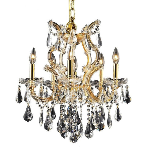 Elegant Lighting 2801D20G/RC Royal Cut Clear Crystal Maria Theresa 6-Light, Single-Tier Crystal Chandelier, Finished in Gold with Clear Crystals