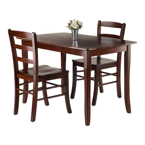Oakestry Inglewood 3-Piece Dining Set, Walnut Table with 2 Ladderback Chairs, Solid Wood Construction, Compact Kitchen & Dining Furniture, Space-Saving Modern Set Visit the Winsome Store