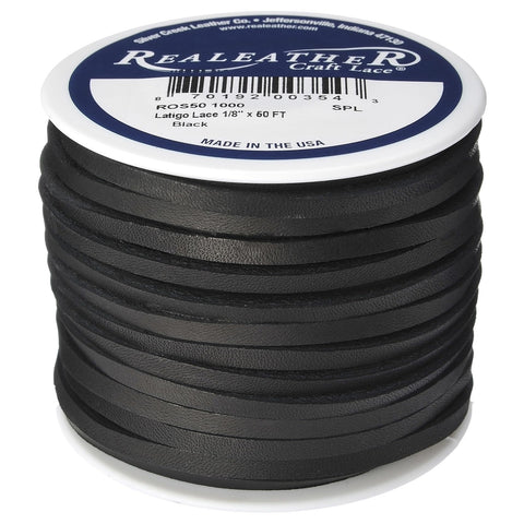 Silver Creek Leather Co Realeather Latigo Leather Lace for Crafts and Jewelry Making, 1/8" x 50', Black