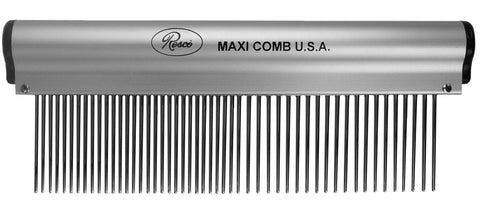 Resco Ergonomic Dog, Horse, Cat, Pet Grooming Comb, 1.5" Combination, Ergonomic Series, Brushed Aluminum