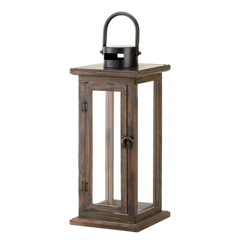Zingz & Thingz Lodge Wooden Lantern with LED Candle Distressed Brown 15.75" Tall