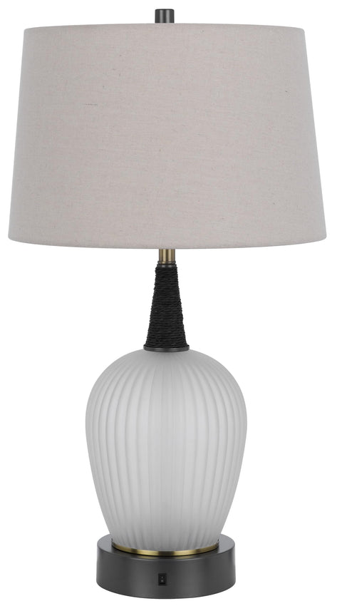 Cal 100W led Vega Metal/Frosted Glass Table lamp with 2W led Night Light