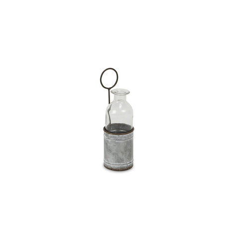 Cheung's Single Slot Galvanized Metal Jar Holder, Gray