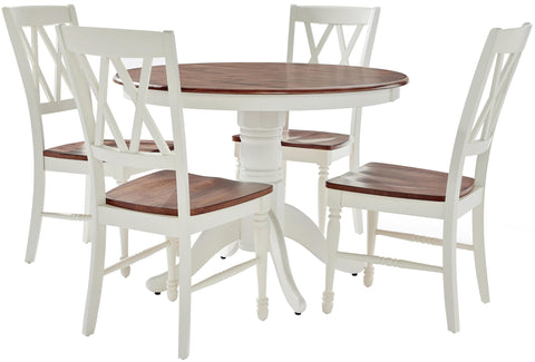Shelby 5-Piece Round Dining Table Set For 4 White - Table & 4 Chairs