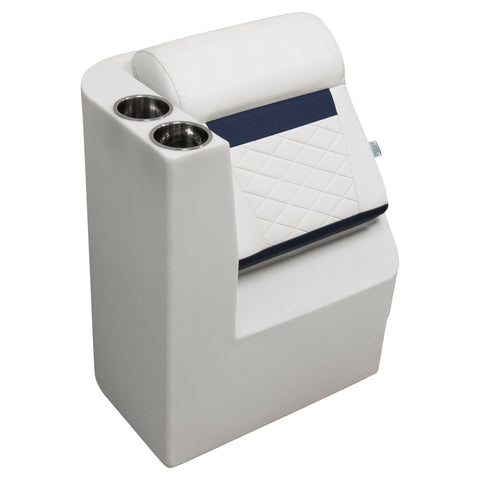 Wise DLX1305L-1904 DLX Series Pontoon Left Radius Lean Back Recliner - White/Mariner Blue