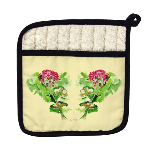 Betsy Drake PT199A Geraniums on Yellow Pot Holder