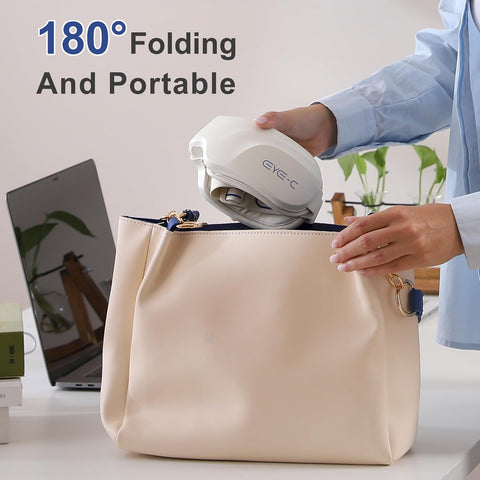 Eye-C Eye Massager Rechargeable, Portable Eye Relax Device with Heat & Vibration for Relaxation, 180° Folding Design, Gifts for Friend, Mom, Dad, Christmas