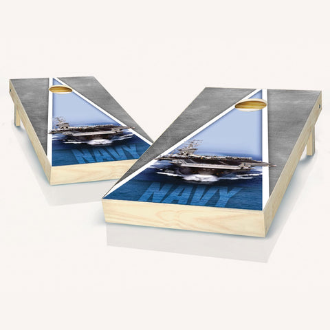 Skip's Garage US Navy Cornhole Set - 2x4 Boards (Corn Filled Bags) - Include Edge Lights + Score Tower