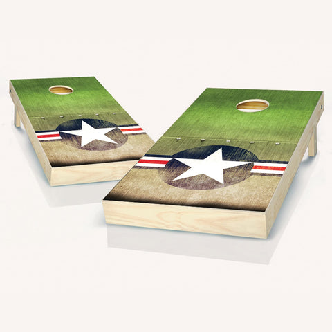 Skip's Garage US Air Force Cornhole Set - 2x4 Boards (All Weather Bags) - Include Case + Hole + Edge Lights