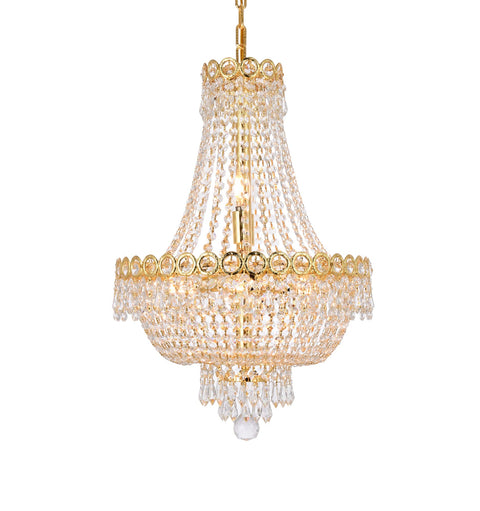 Elegant Lighting 1900D16G/RC Royal Cut Clear Crystal Century 8-Light, Two-Tier Crystal Chandelier, Gold Finish, 16" x 20"