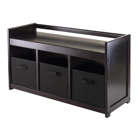 Winsome Addison Bench, 3 small, Espresso/Chocolate