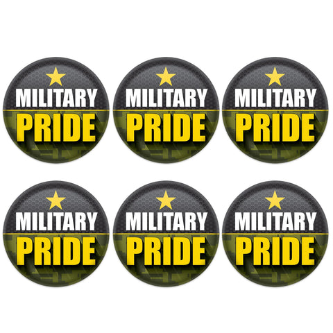 Beistle Military Pride Button – 6 Pack, Patriotic Pinback Badges with Bold Lettering and Star Design, Wearable Recognition Accessories for Veterans, Armed Forces Support, Parades & Ceremonies, 2”