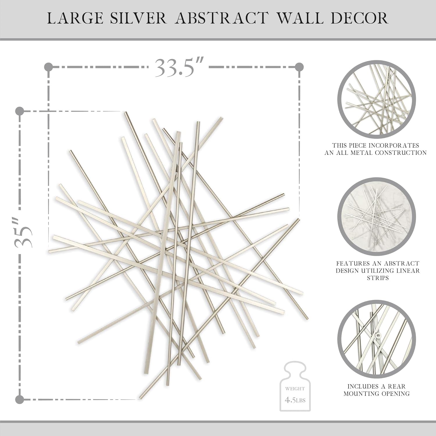 Cheungs Avalon Large Abstract Wall Decor - Silver, 5369SV