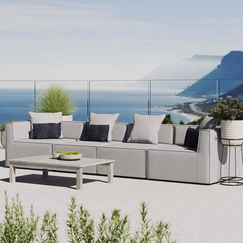 Modway EEI-4379-WHI Saybrook Patio Upholstered 3-Piece Sectional Sofa in White