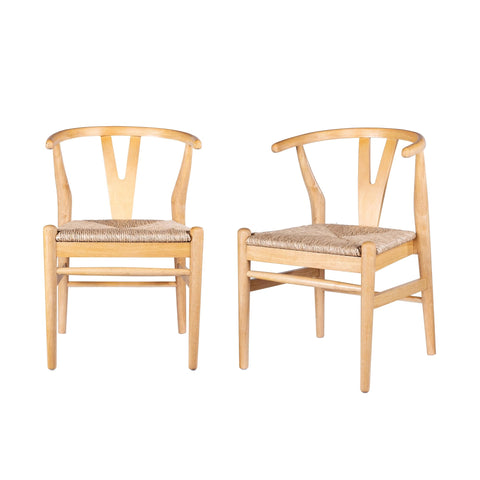 Wishbone Dining Chairs Set of 2 Natural Finish