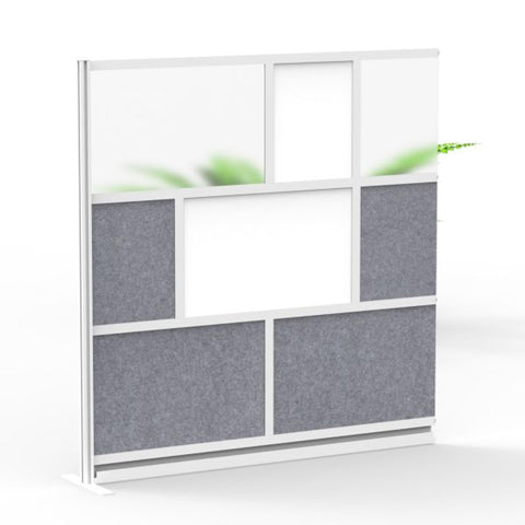 LUXOR MW-7070-XWCG Modular Room Divider Wall System - 70" x 70" Add-On Wall - Silver Frame, Whiteboard