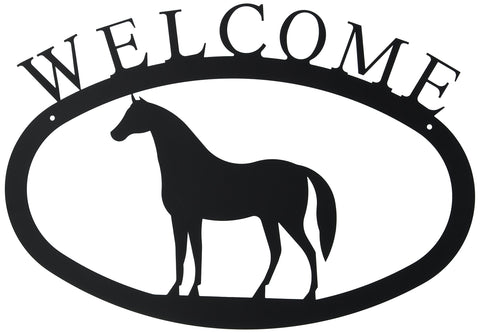 Village Wrought Iron Standing Horse Welcome Home Sign Large