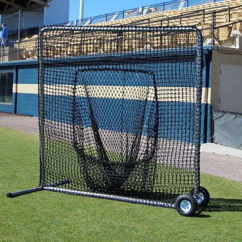 Cimarron Sports Premier 7'x7' #42 Training Sock Net with 2" - 13 Gauge Steel Frame and Durable 10" Built-in Wheels for Hitting and Throwing Drills