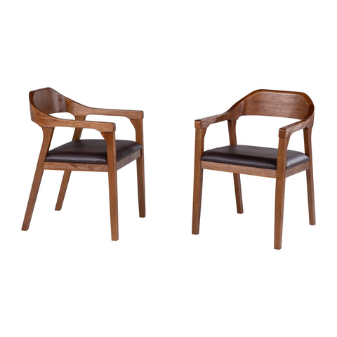 Boraam Rasmus Dining Armchairs-Set of 2, Brown/Chestnut Wire-Brush
