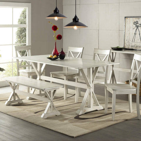 6pc Jamestown Dining Set, Table + Bench + 4 Chairs