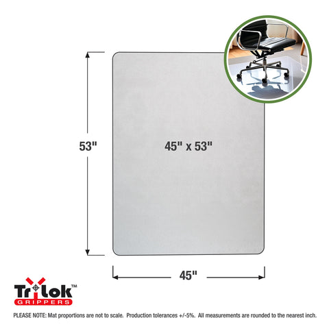 Cleartex® TrYlok® Vinyl Rectangular Chair Mat for Low Pile Carpets up to 1/4" - 45" x 53"