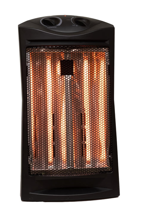 Comfort Glow Indoor Space Heater, Adjustable Thermostat, Radiant Heat, Electric Infrared Quartz, Tip-Over & Overheat Protection, 5,120 BTU, 1500W, Heats 250 sq ft - Ideal for Home, Bedroom & Office