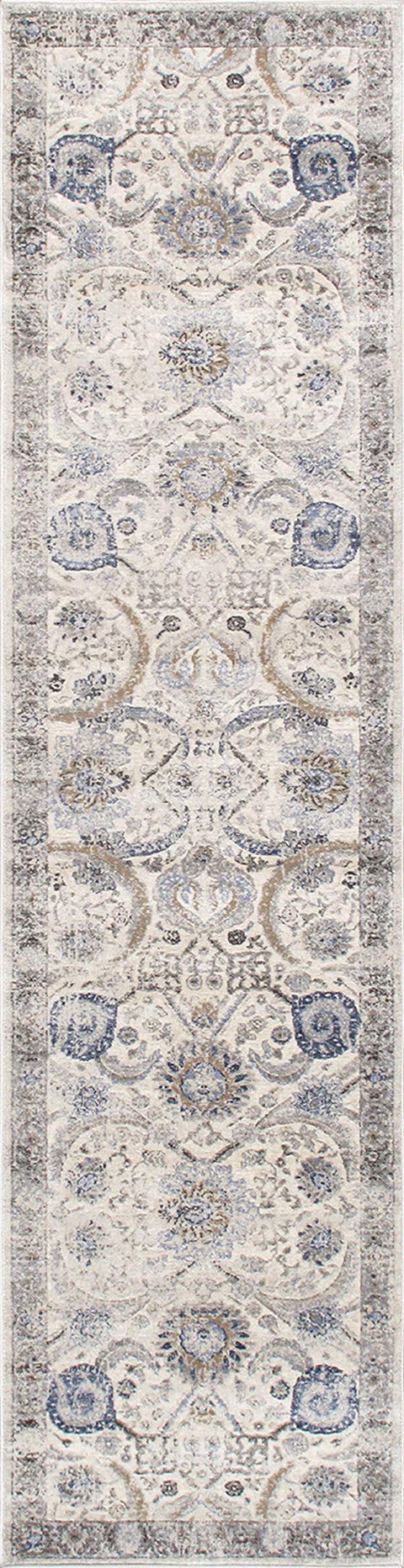Pasargad Home Fantasia Oriental Area Rug - Luxury Power Loom, Living Room, Bedroom Runner- 2' 6" X 8' 0", Ivory/Beige