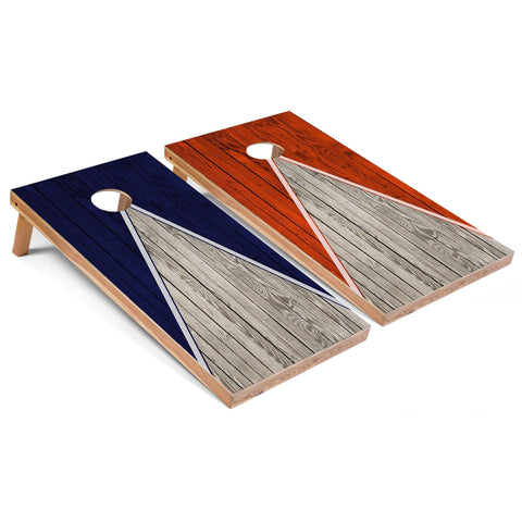 Skip's Garage Navy and Orange Pyramid All-Weather Cornhole Boards - PVC - Include Hole + Edge Lights