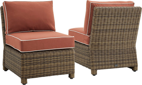 Bradenton 2Pc Armless Wicker Outdoor Chair Set Sangria/Weathered Brown - 2 Armless Chairs
