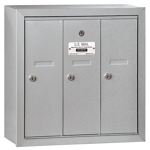 Vertical Mailbox (Includes Master Commercial Lock) - 3 Doors - Aluminum - Surface Mounted - Private Access