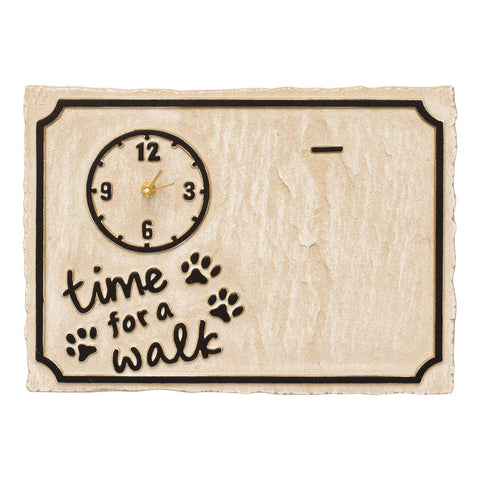 Whitehall Pet Photo Plaque Wall Clock - Dog Paw Print Sign with Picture Clip - Limestone