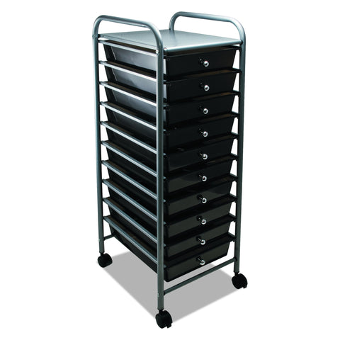 ADVANTUS 10-Drawer Rolling File Organizer Cart, 37.6 x 13 x 15.25 Inches, Smoke (34007)
