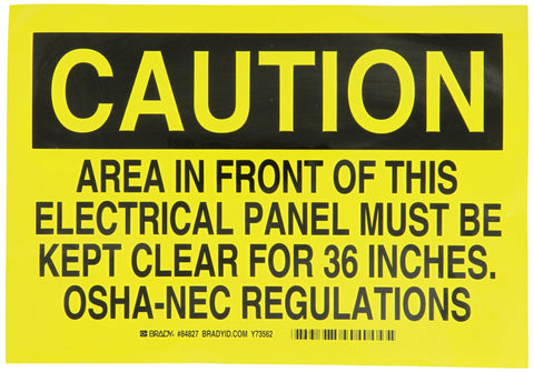 Brady 84827 7" Height, 10" Width, B-302 High Performance Polyester, Black On Yellow Color Electrical Hazard Sign