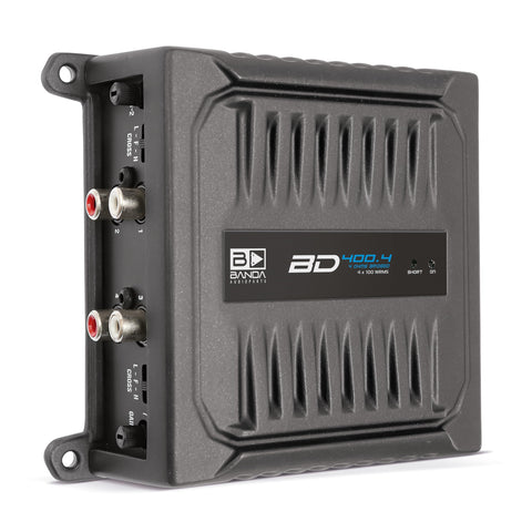 Banda Audioparts BD400.4BLACK Four Channel 4 x 100 Watt Rms Full Range Car Audio Amplfier 4 Ohms Bridged with Optional Use Low or High Pass Filters Black