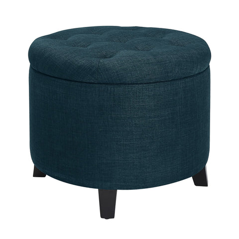 Convenience Concepts Designs4Comfort Storage Ottoman, Dark Blue Fabric