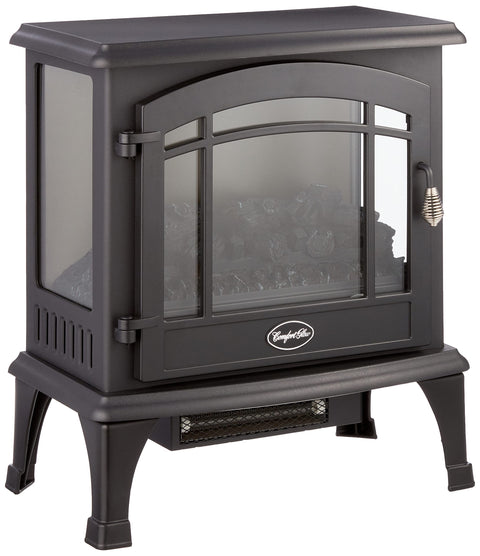 Comfort Glow EQS5140 Sanibel 3-Sided Infrared Quartz Electric Stove Black Finish