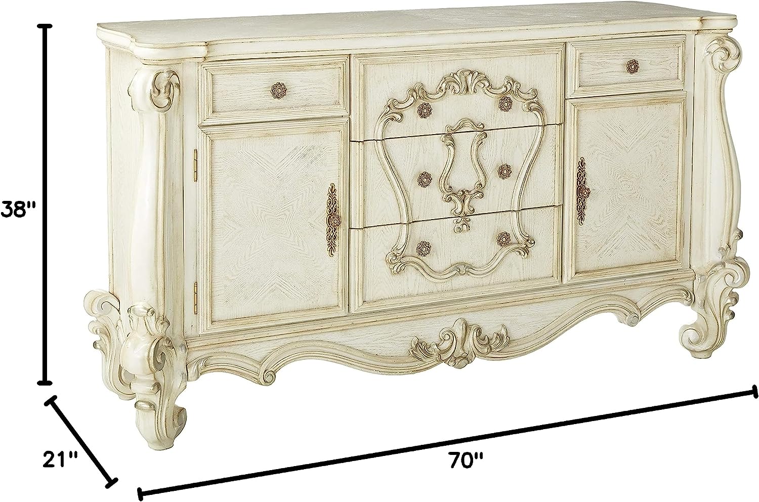 ACME Versailles Bone White Vanity Stool