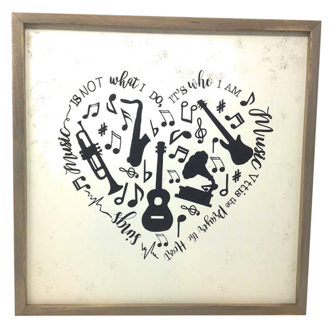 Square Framed Heart Shape Musical Instruments Wall Dcor