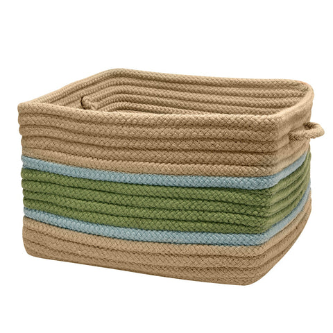 Garden Banded Square Basket - Moss/Federal Blue 24inch x24inch x14inch