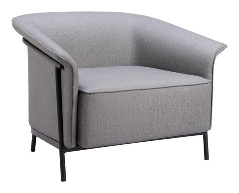 Zuo Burry Accent Chair Slate Gray, Gray Accent Chair, Modern Style, Faux Linen, Cozy Polyester Linen Fabric, Steel, Indoor Living, 35.4" W x 32.7" D x 26.8" H, Non-Stackable