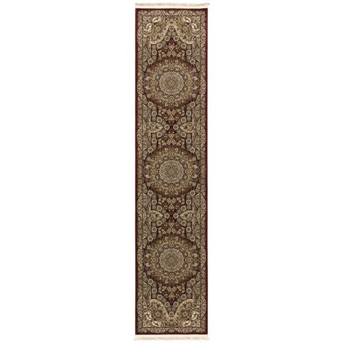 Oriental Weavers Masterpiece Area Rug - 8022R - 2'3" x 10' - in Red/Gold - Vintage Inspired, Stain Resistant, Family and Pet Friendly, Entryway, Hallway Runner Rug