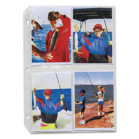 C-Line Ring Binder Photo Storage Pages for 3.5 x 5 Inch Photos, Top Load, 8 Photos/Page, 50 Pages per Box (52584)