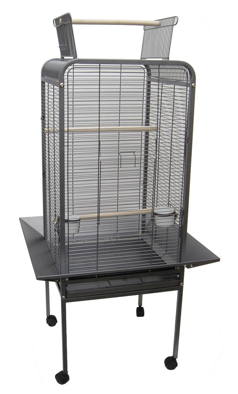 YML EF22 1/2" Bar Spacing Play Top Parrot Bird Cage, 22" x 22", Antique Silver