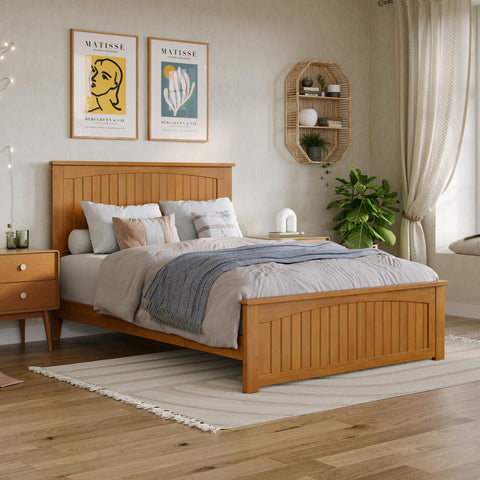 AFI Nantucket Full Low Profile Platform Bed with Matching Footboard, Light Toffee