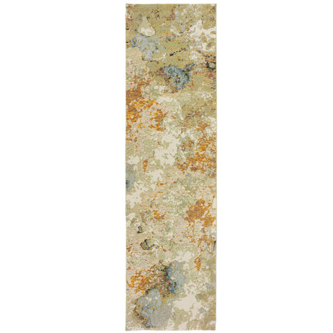Oriental Weavers Evolution Area Rug - 8031B - 2'3" x 8' - in Gold/Beige - Modern Style, Stain Resistant, Family and Pet Friendly, Entryway, Hallway Runner Rug