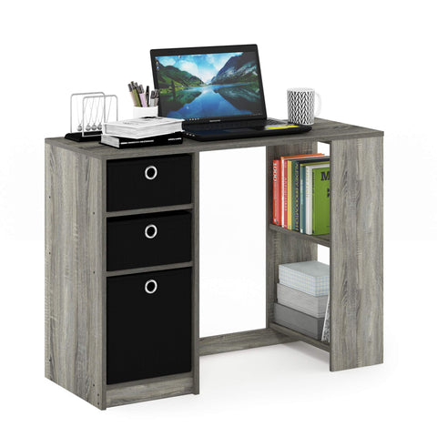Furinno Jaya Modern Computer Study Desk, Small, French Oak Grey/Black