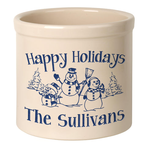 Personalized Snowman Family 2-Gallon Stoneware Crock by Whitehall