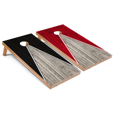 Skip's Garage Black and Red Pyramid All-Weather Cornhole Boards - PVC - Include Hole Lights