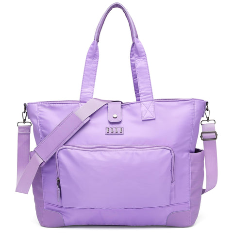 ELLE Voyage 25L Twill and Vegan Leather Weekender Duffel Bag | Lavender